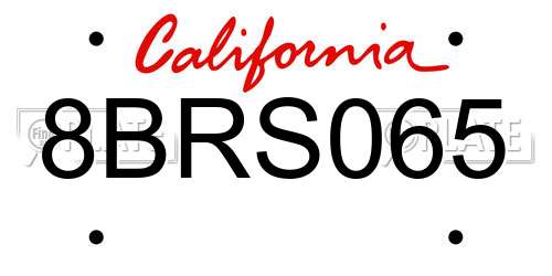 8BRS065 California License Plate