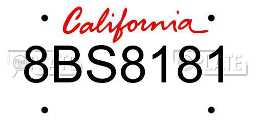 8BS8181 California License Plate