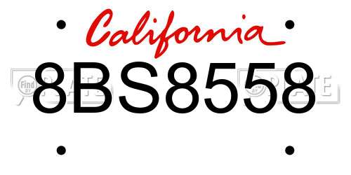 8BS8558 California License Plate