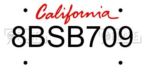 8BSB709 California License Plate