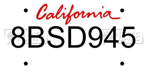 8BSD945 California License Plate
