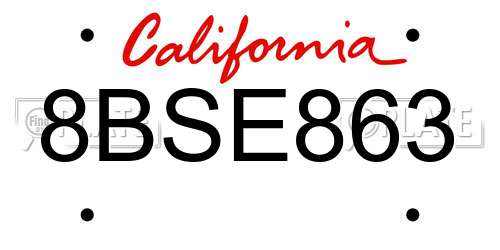 8BSE863 California License Plate