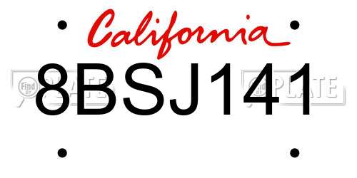 8BSJ141 California License Plate