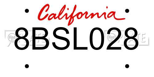 8BSL028 California License Plate