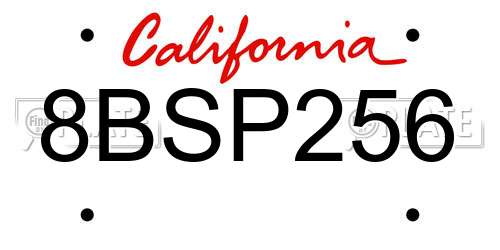 8BSP256 California License Plate