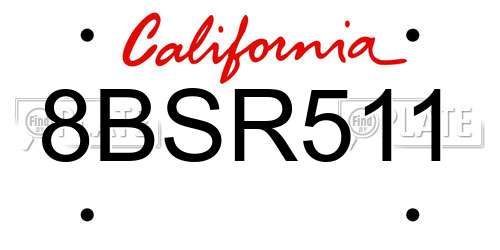 8BSR511 California License Plate