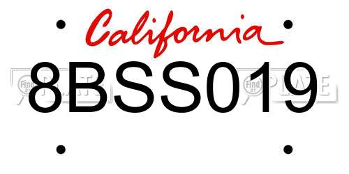 8BSS019 California License Plate