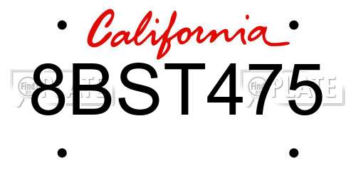 8BST475 California License Plate