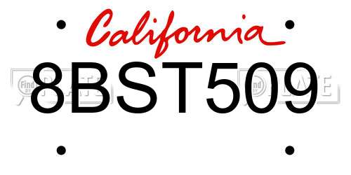 8BST509 California License Plate