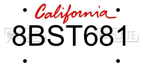 8BST681 California License Plate