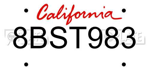 8BST983 California License Plate