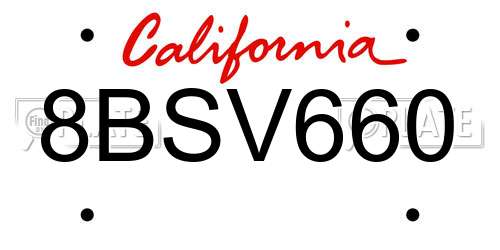 8BSV660 California License Plate