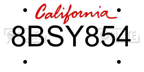 8BSY854 California License Plate