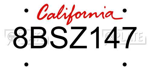 8BSZ147 California License Plate