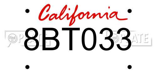 8BT033 California License Plate