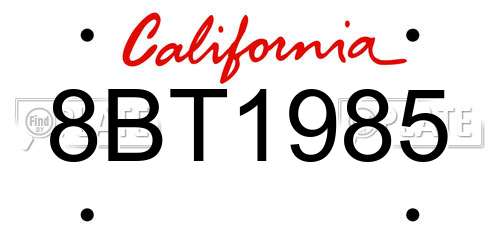 8BT1985 California License Plate