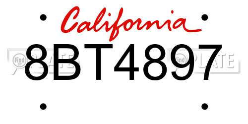 8BT4897 California License Plate