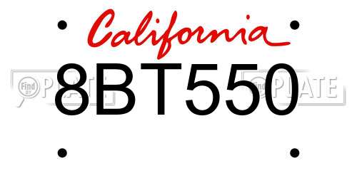 8BT550 California License Plate