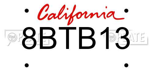 8BTB13 California License Plate