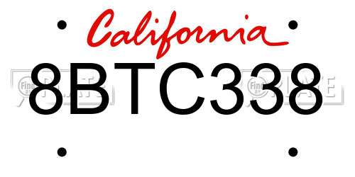 8BTC338 California License Plate