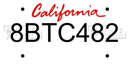 8BTC482 California License Plate