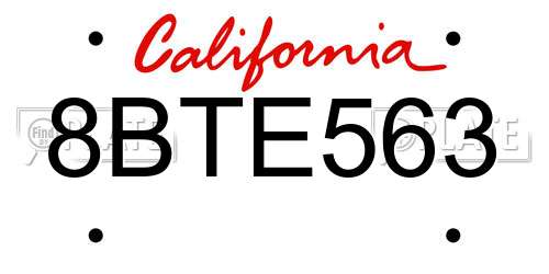8BTE563 California License Plate