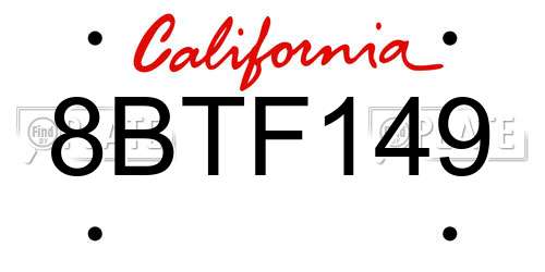 8BTF149 California License Plate