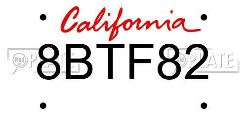 8BTF82 California License Plate