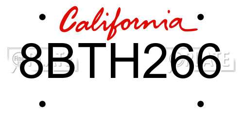 8BTH266 California License Plate