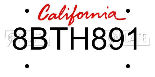 8BTH891 California License Plate