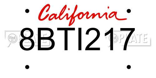 8BTI217 California License Plate