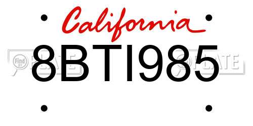 8BTI985 California License Plate