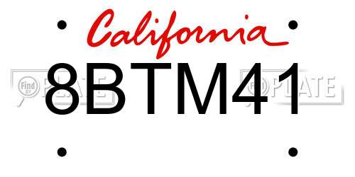 8BTM41 California License Plate
