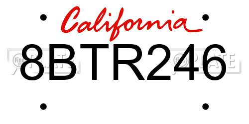 8BTR246 California License Plate