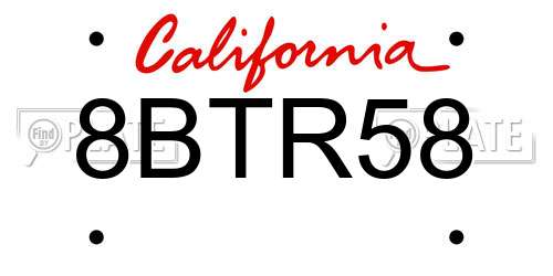8BTR58 California License Plate