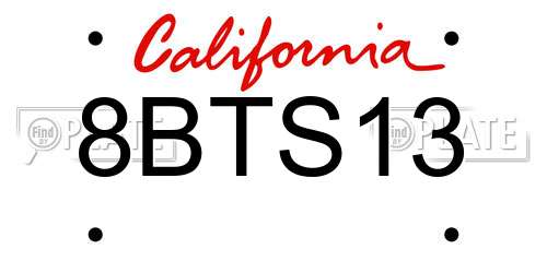 8BTS13 California License Plate