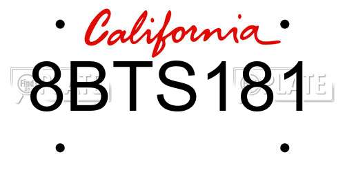 8BTS181 California License Plate