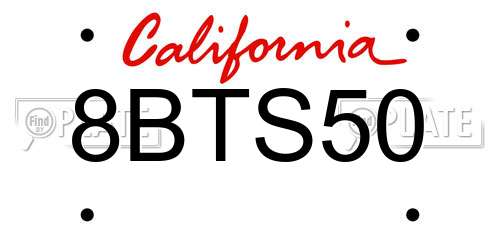 8BTS50 California License Plate