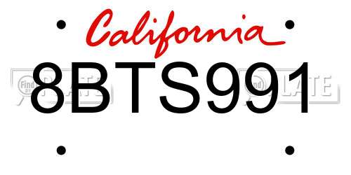8BTS991 California License Plate