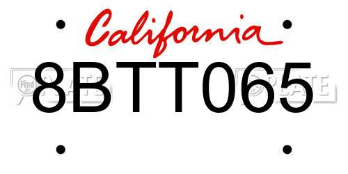 8BTT065 California License Plate