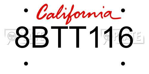 8BTT116 California License Plate