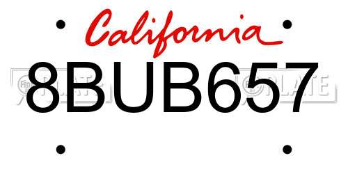 8BUB657 California License Plate