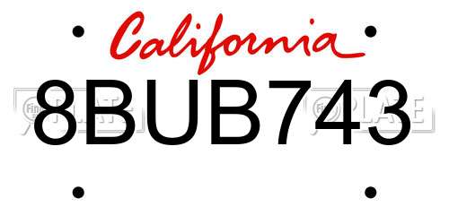 8BUB743 California License Plate