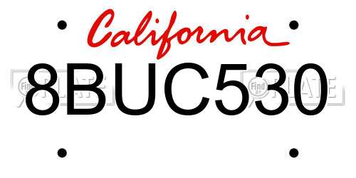 8BUC530 California License Plate
