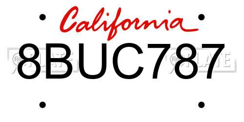 8BUC787 California License Plate