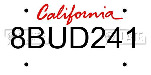 8BUD241 California License Plate