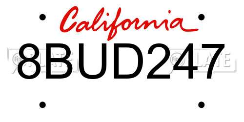 8BUD247 California License Plate