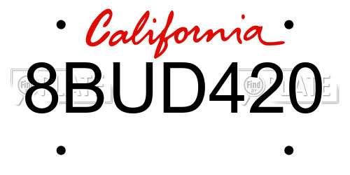 8BUD420 California License Plate