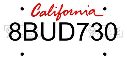 8BUD730 California License Plate