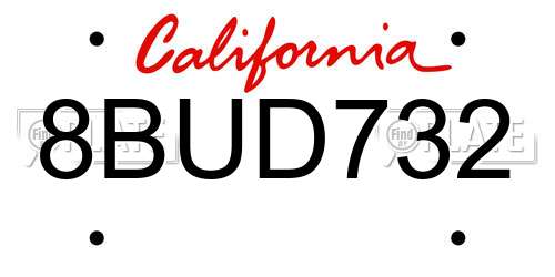 8BUD732 California License Plate
